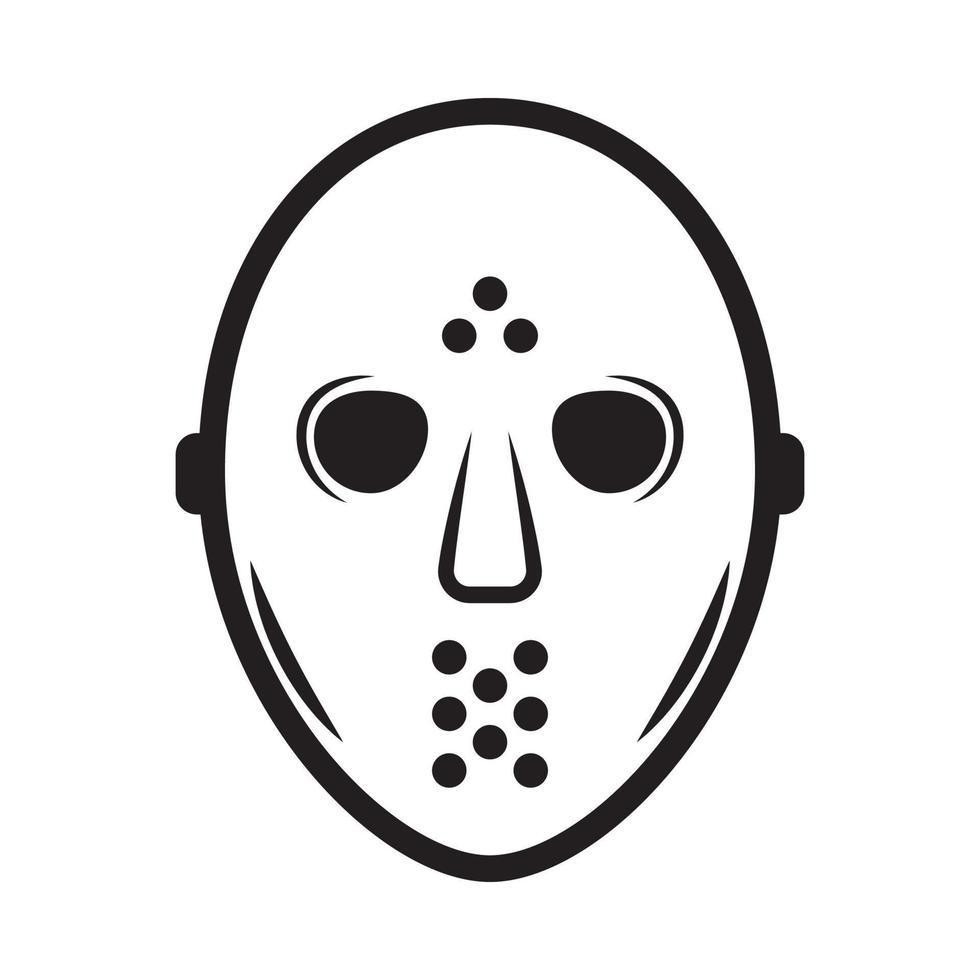 Vintage retro winter sport hockey mask. Can be used like emblem, logo, badge, label. mark, poster or print. Monochrome Graphic Art. Vector Illustration. Engraving