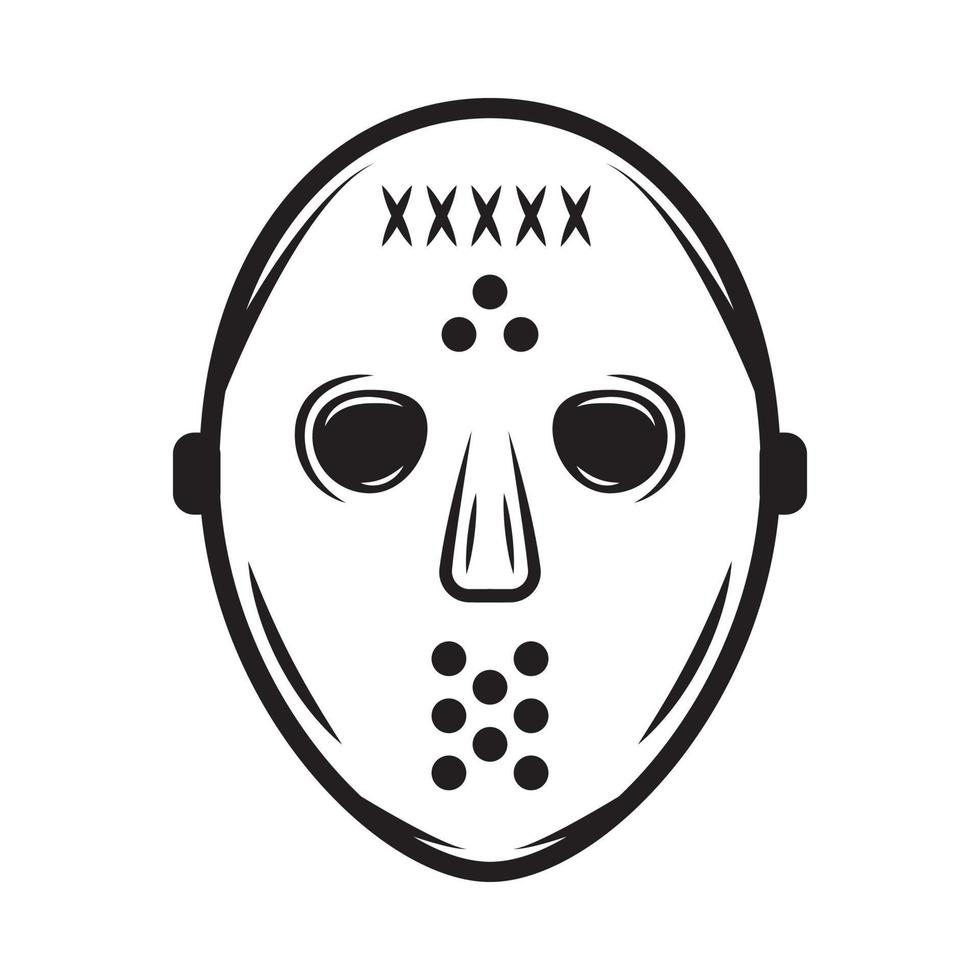Vintage retro winter sport hockey mask. Can be used like emblem, logo, badge, label. mark, poster or print. Monochrome Graphic Art. Vector Illustration. Engraving