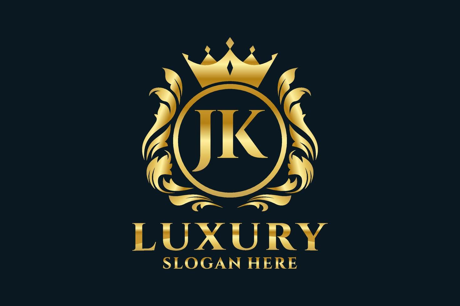 Initial JK Letter Royal Luxury Logo template in vector art for luxurious branding projects and other vector illustration.