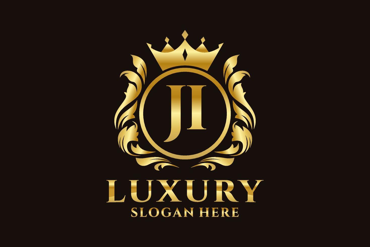 Initial JI Letter Royal Luxury Logo template in vector art for luxurious branding projects and other vector illustration.