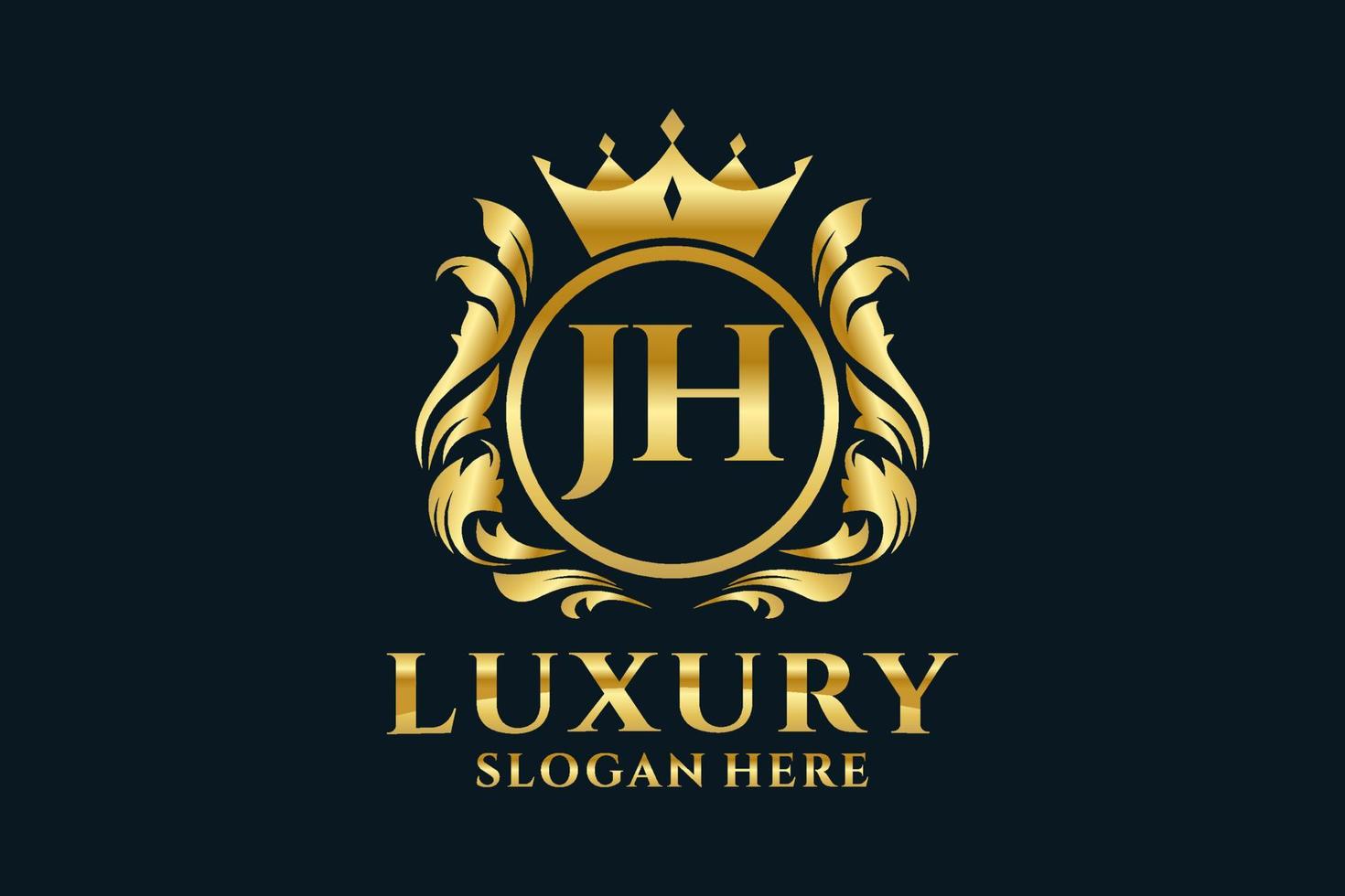 Initial JH Letter Royal Luxury Logo template in vector art for luxurious branding projects and other vector illustration.