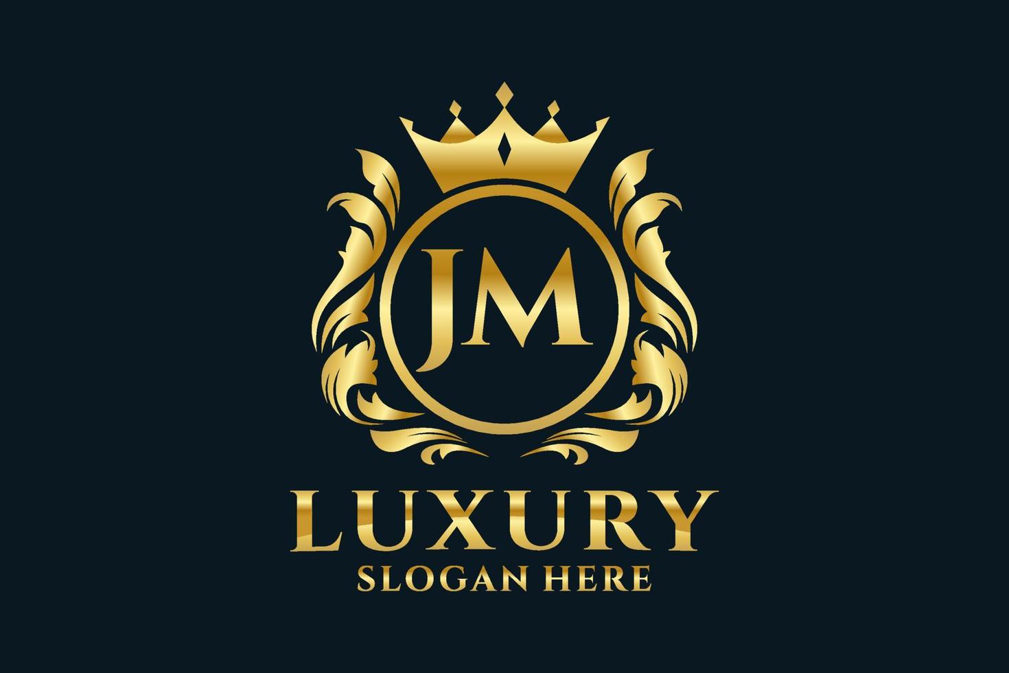 Initial JM Letter Royal Luxury Logo template in vector art for luxurious branding projects and other vector illustration.
