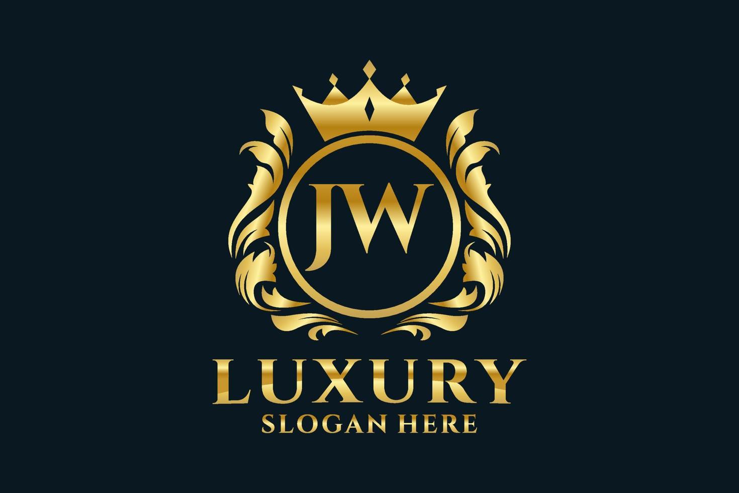 Initial JW Letter Royal Luxury Logo template in vector art for luxurious branding projects and other vector illustration.