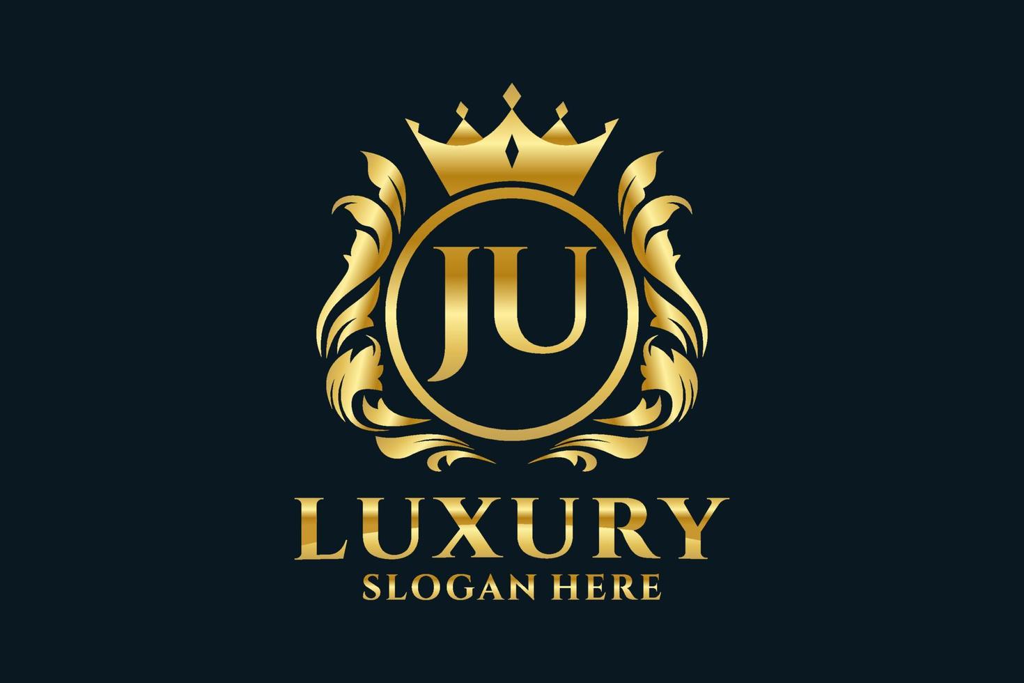 Initial JU Letter Royal Luxury Logo template in vector art for luxurious branding projects and other vector illustration.