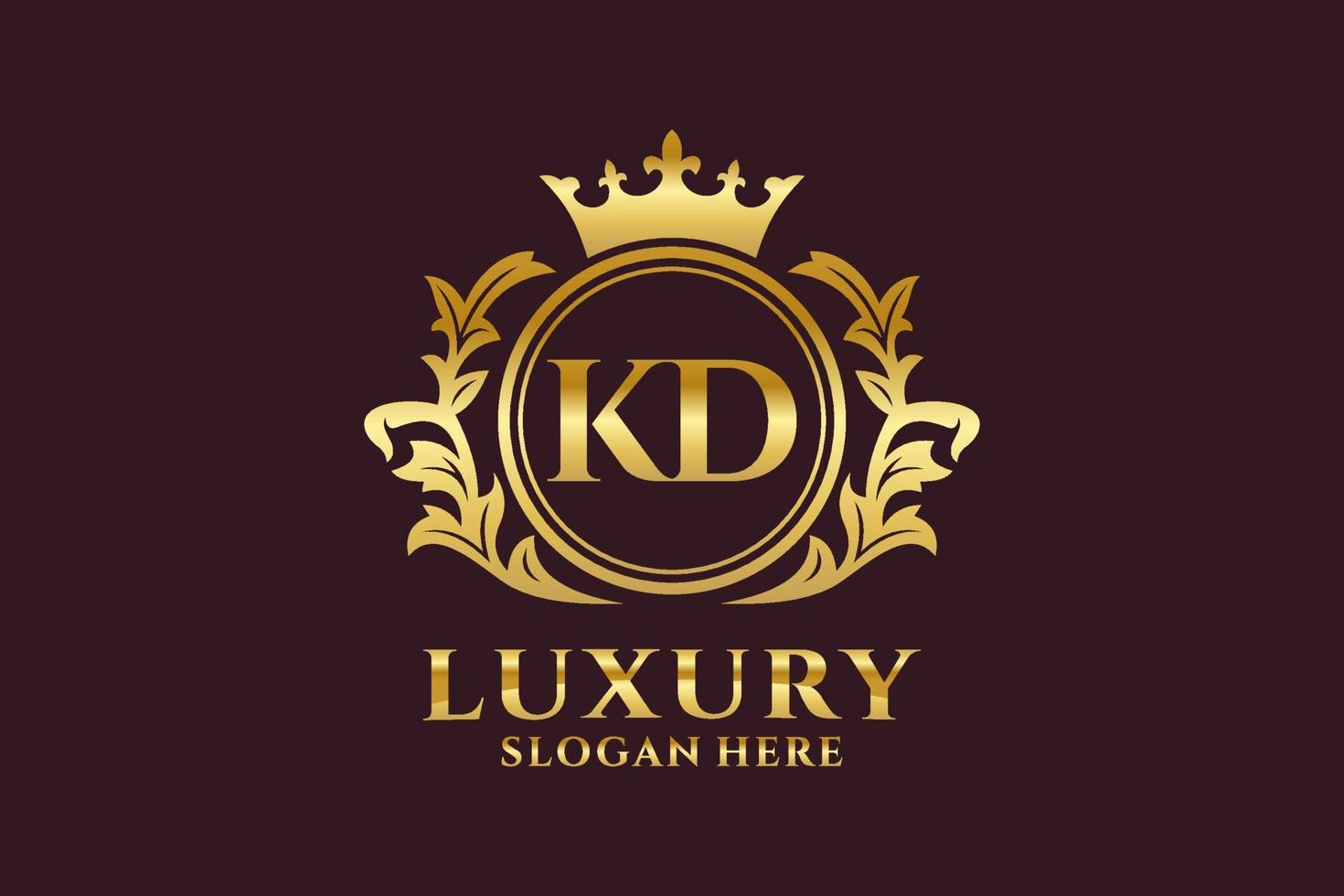 Initial KD Letter Royal Luxury Logo template in vector art for luxurious branding projects and other vector illustration.