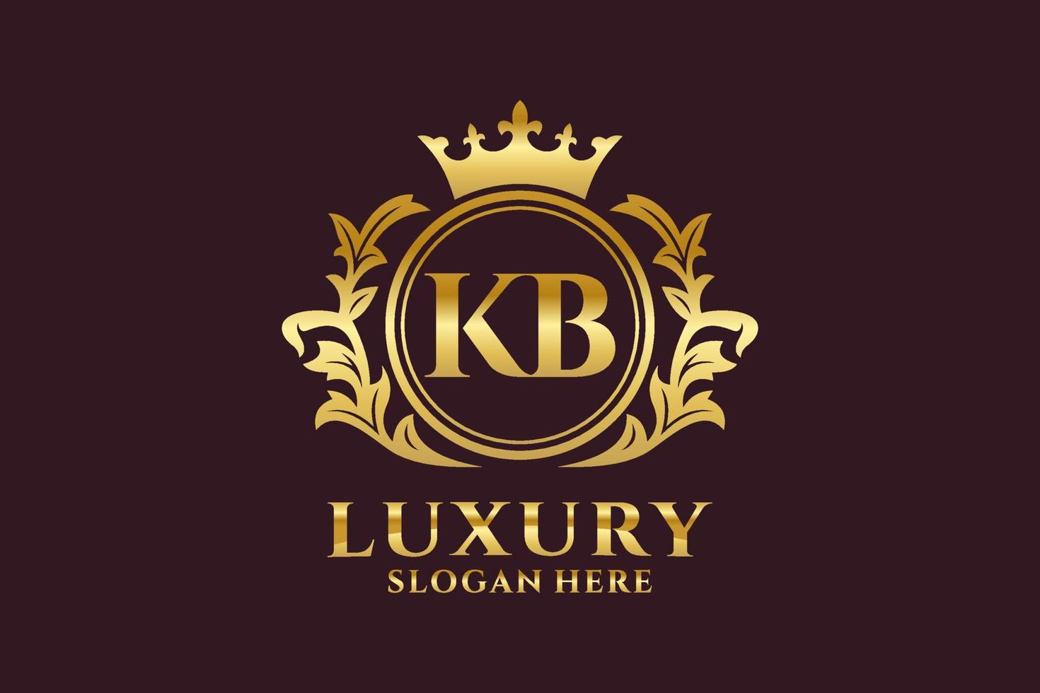 Initial KB Letter Royal Luxury Logo template in vector art for luxurious branding projects and other vector illustration.