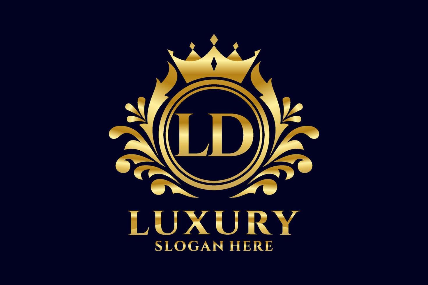 Initial LD Letter Royal Luxury Logo template in vector art for luxurious branding projects and other vector illustration.