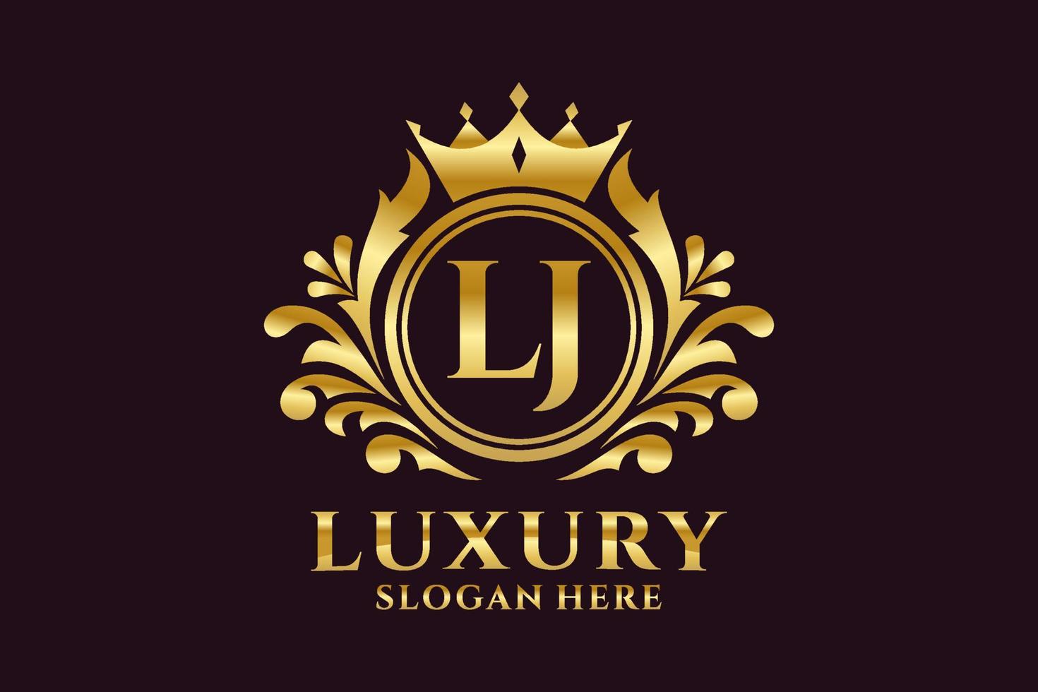 Initial LJ Letter Royal Luxury Logo template in vector art for luxurious branding projects and other vector illustration.