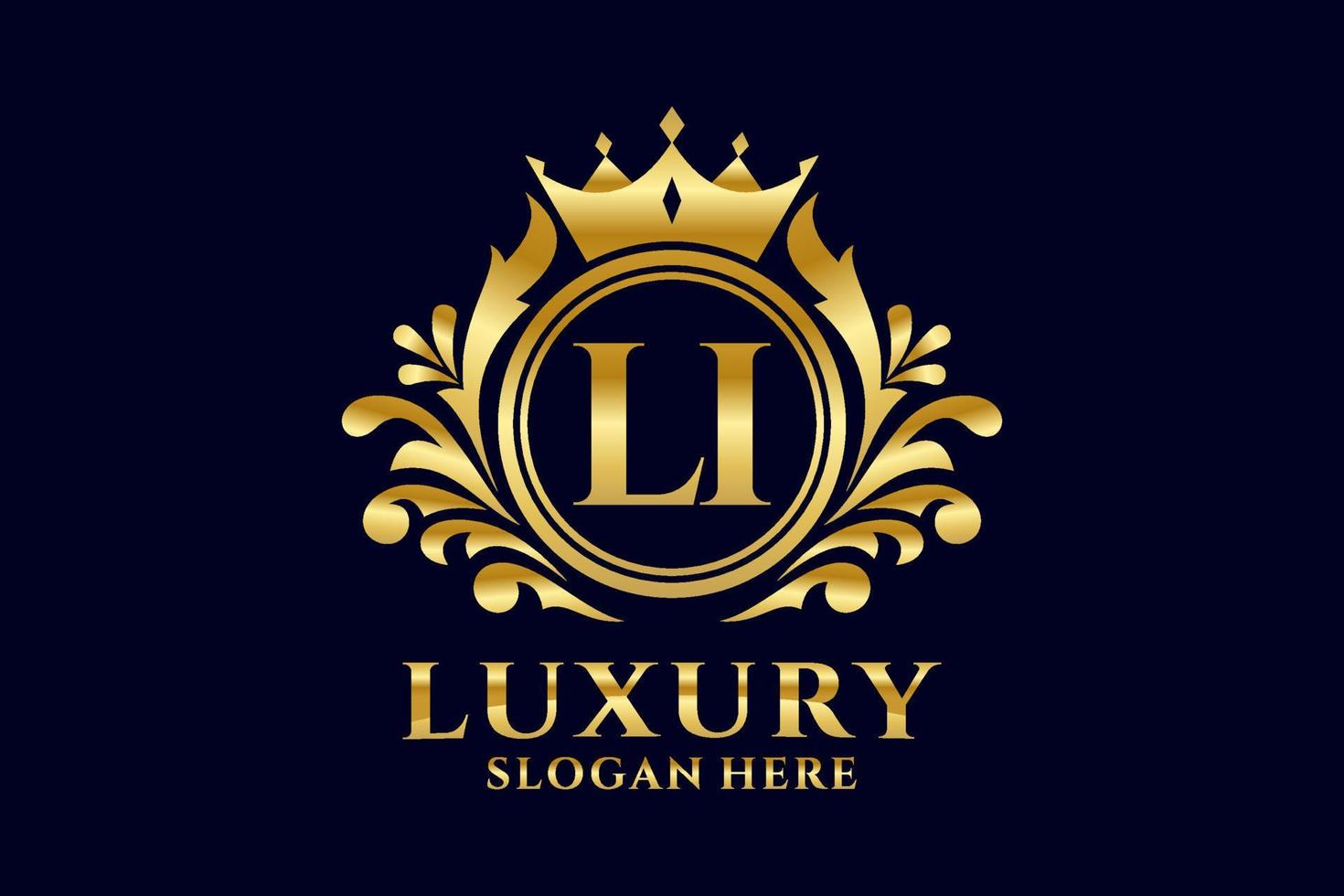 Initial LI Letter Royal Luxury Logo template in vector art for luxurious branding projects and other vector illustration.