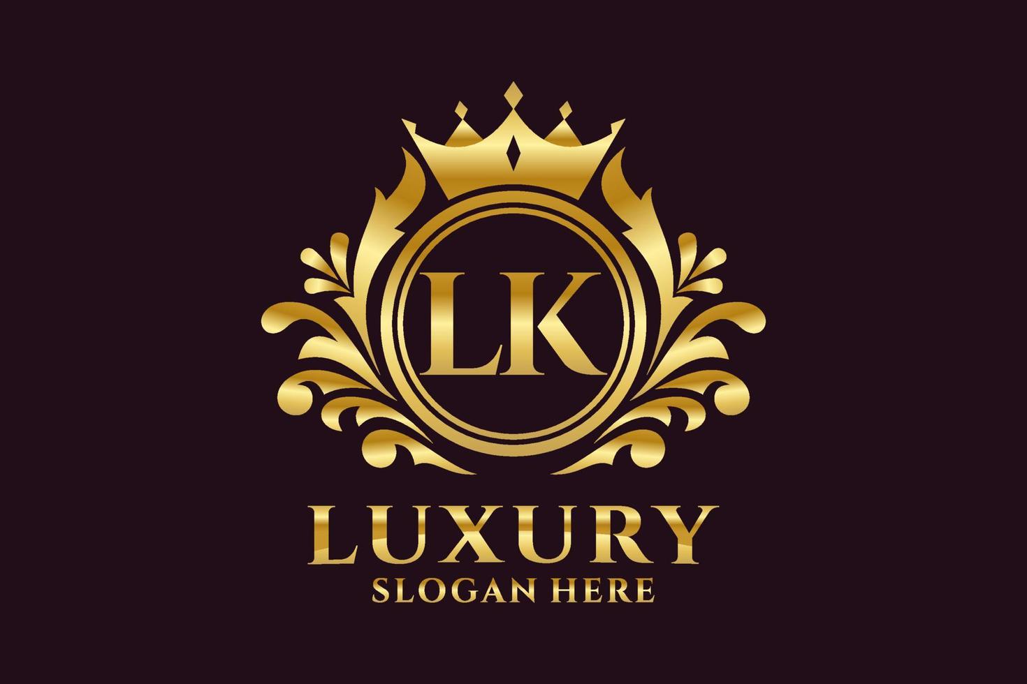 Initial LK Letter Royal Luxury Logo template in vector art for luxurious branding projects and other vector illustration.