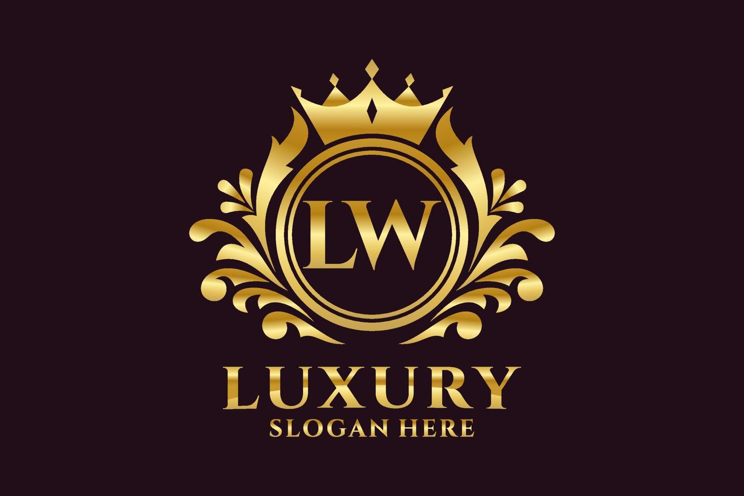 Initial LW Letter Royal Luxury Logo template in vector art for luxurious branding projects and other vector illustration.