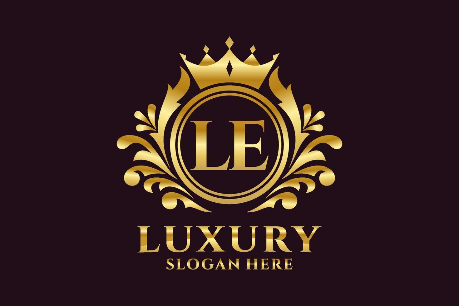 Initial LE Letter Royal Luxury Logo template in vector art for luxurious branding projects and other vector illustration.