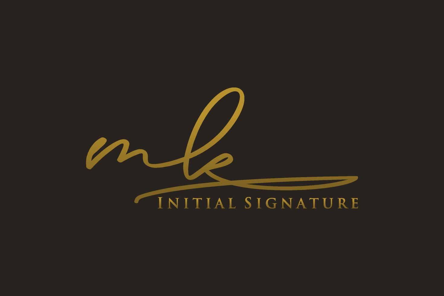 Initial MK Letter Signature Logo Template elegant design logo. Hand drawn Calligraphy lettering Vector illustration.