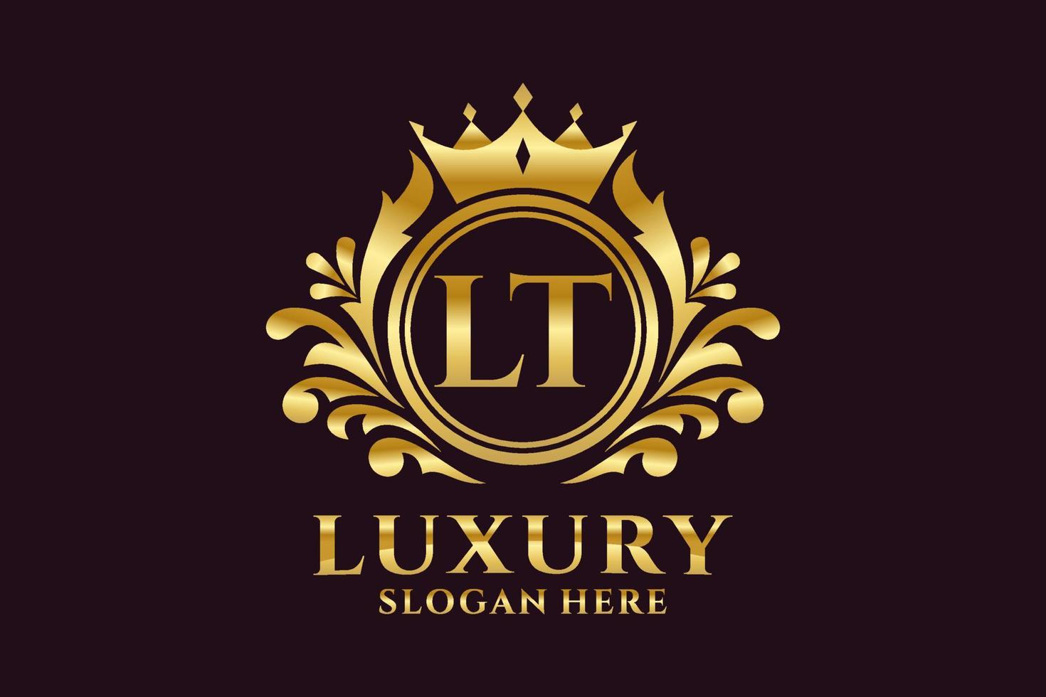 Initial LT Letter Royal Luxury Logo template in vector art for luxurious branding projects and other vector illustration.