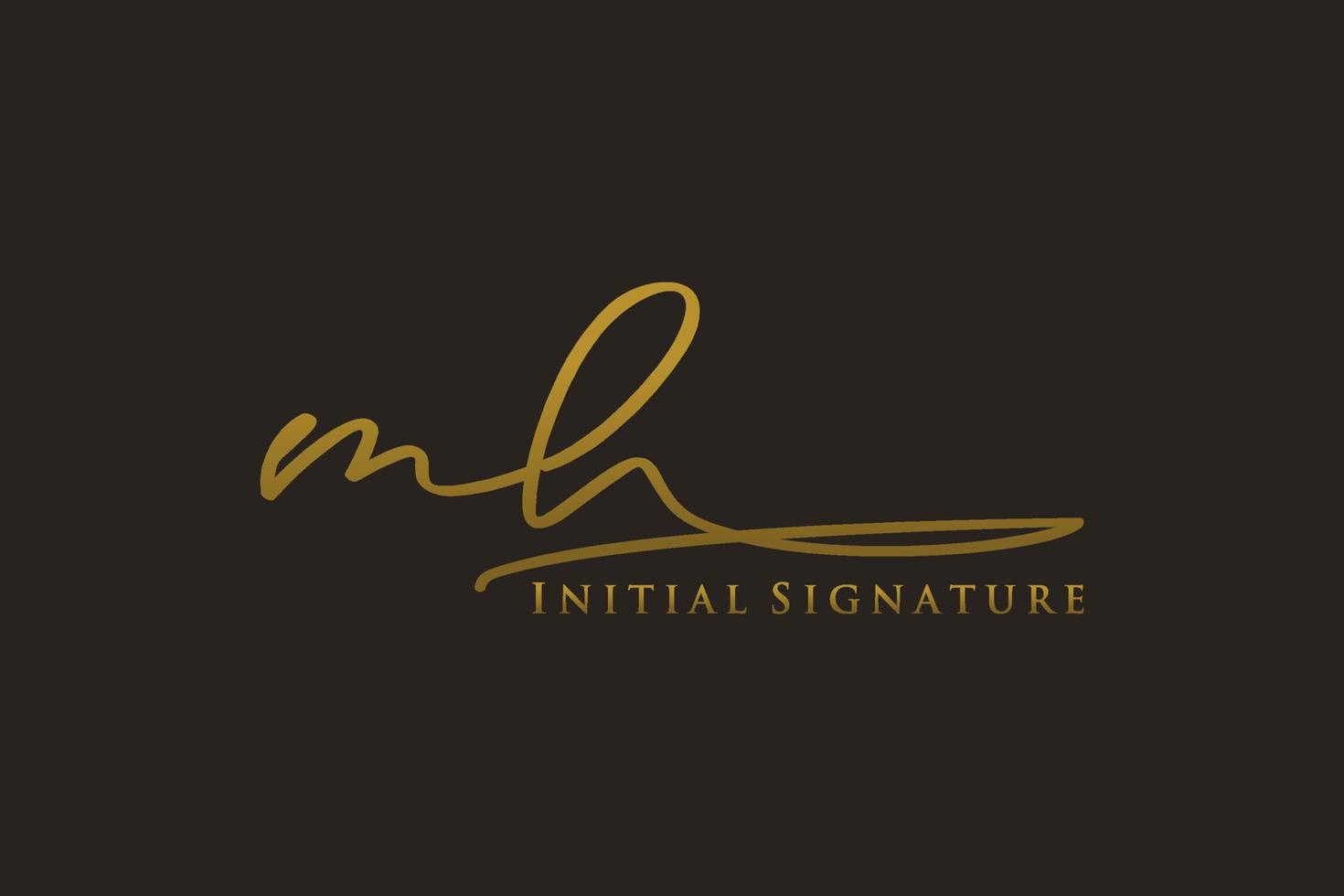 Initial MH Letter Signature Logo Template elegant design logo. Hand drawn Calligraphy lettering Vector illustration.