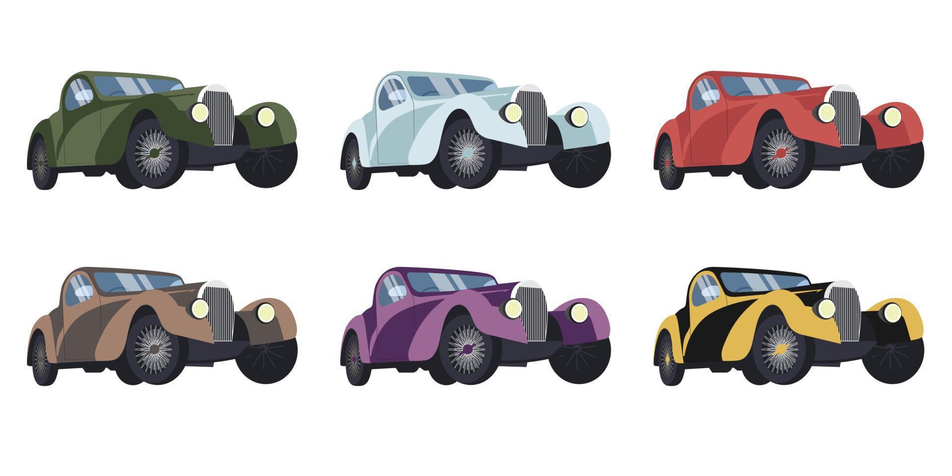 Retro cars, set of cars, on a transparent background vector