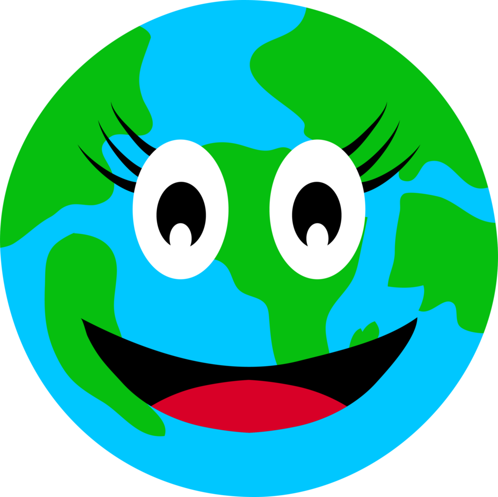 Happy Hand Drawn Cartoon Earth Illustration png