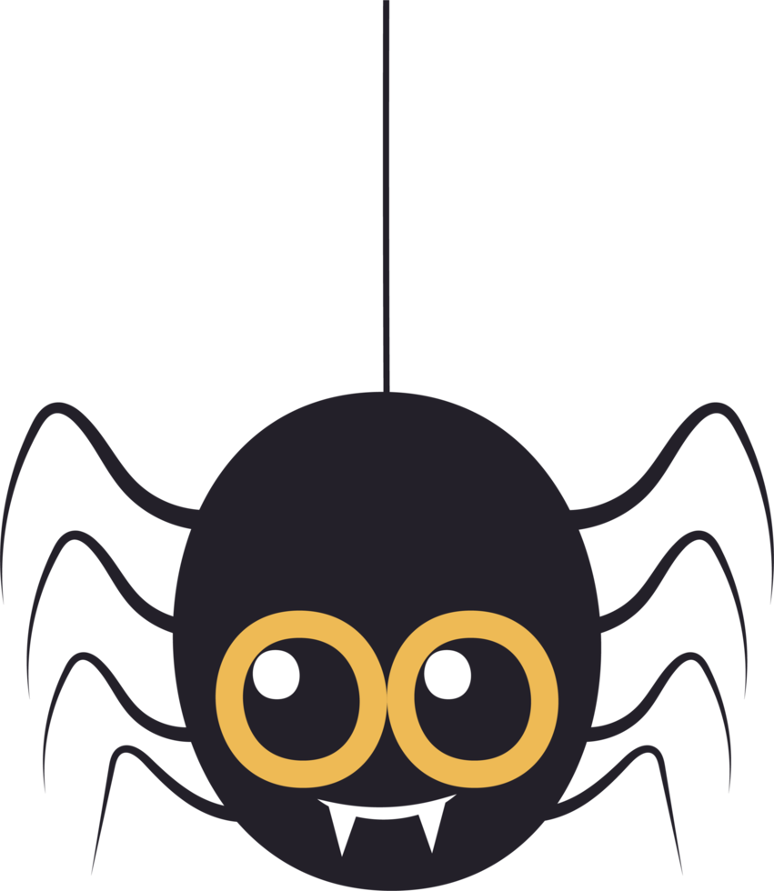 Funny Cartoon Spider Hand Drawn Halloween Illustration png