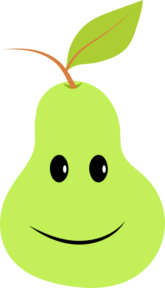 ilustración de dibujado a mano de fruta de pera de dibujos animados lindo png