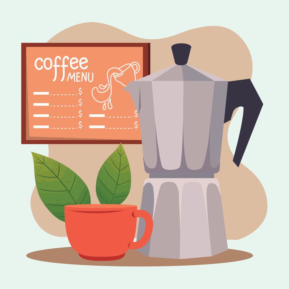 coffee menu label with kettle vector