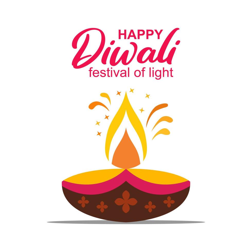 Happy Diwali Hindu festival banner, card. Burning diya illustration, background for Indian festival of light vector