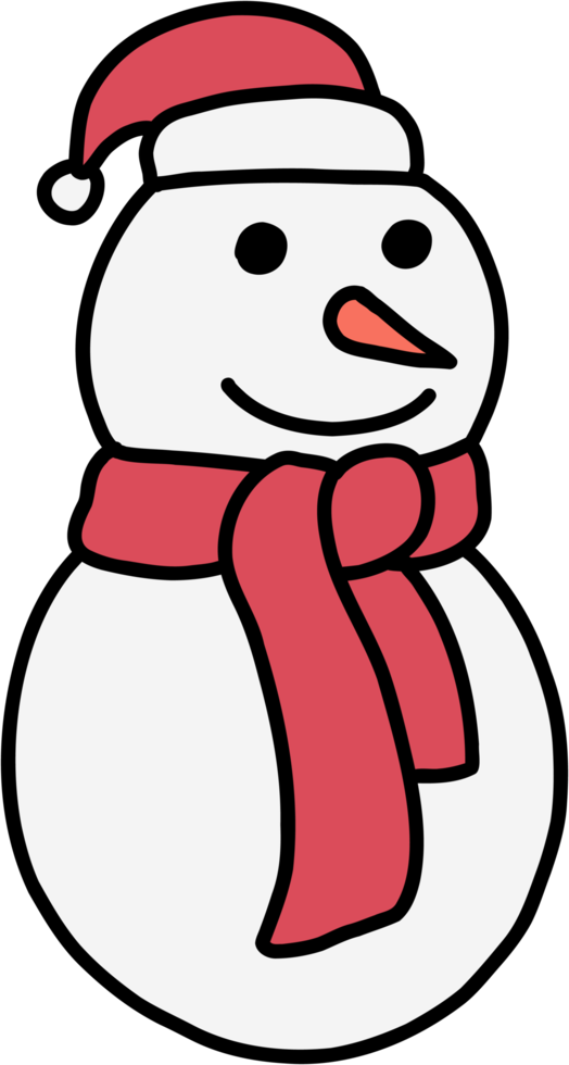 dibujo a mano alzada de un muñeco de nieve. concepto de festival de navidad. png