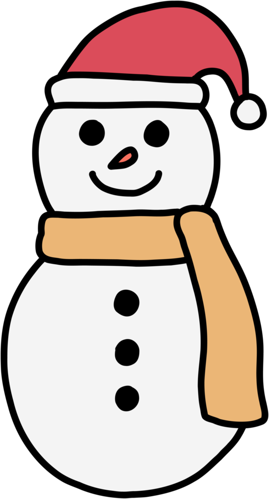 dibujo a mano alzada de un muñeco de nieve. concepto de festival de navidad. png