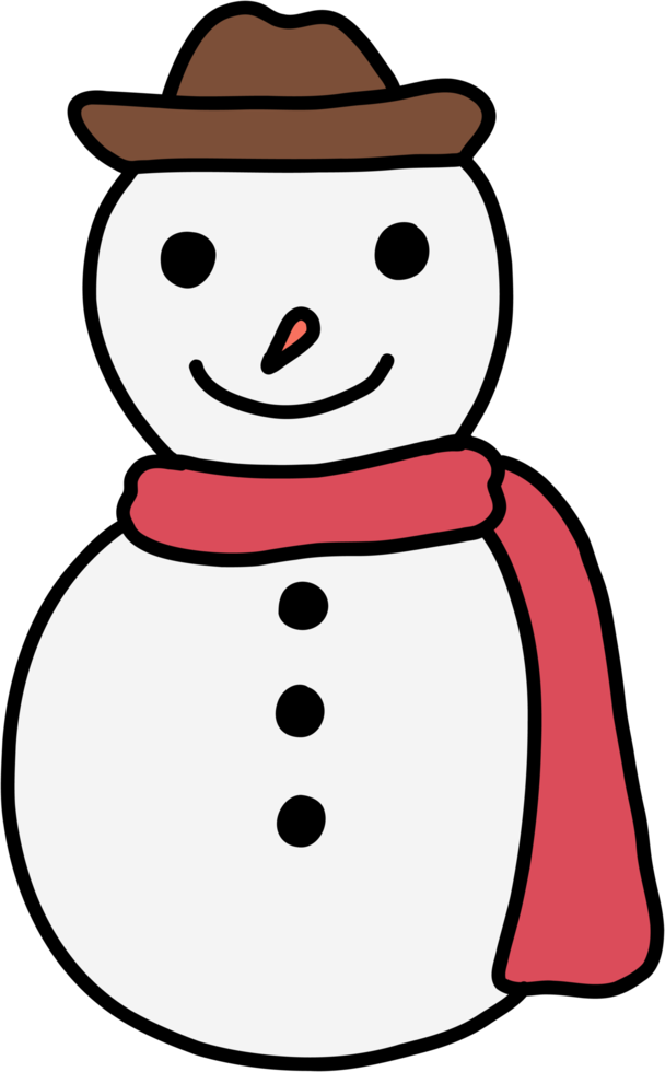 doodle desenho à mão livre de um boneco de neve. conceito de festival de natal. png