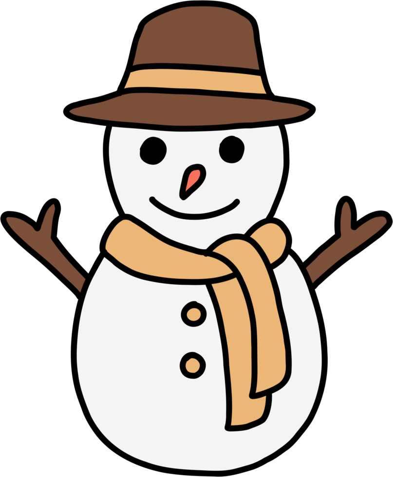 dibujo a mano alzada de un muñeco de nieve. concepto de festival de navidad. png