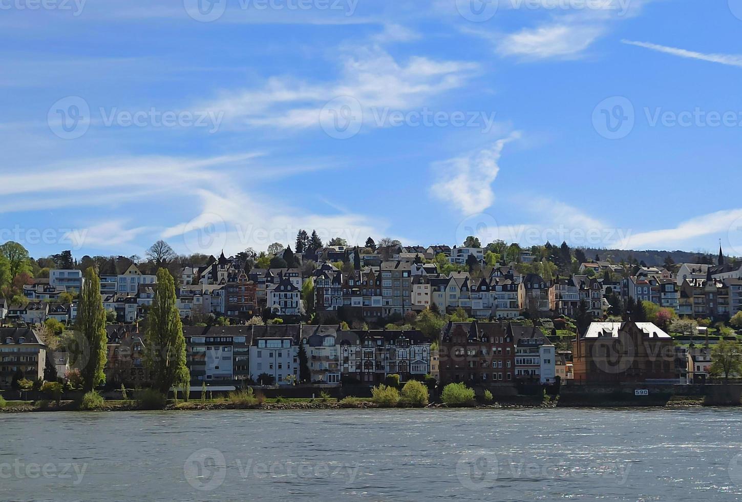 Small houses in Germany on the banks of the Rhine photo