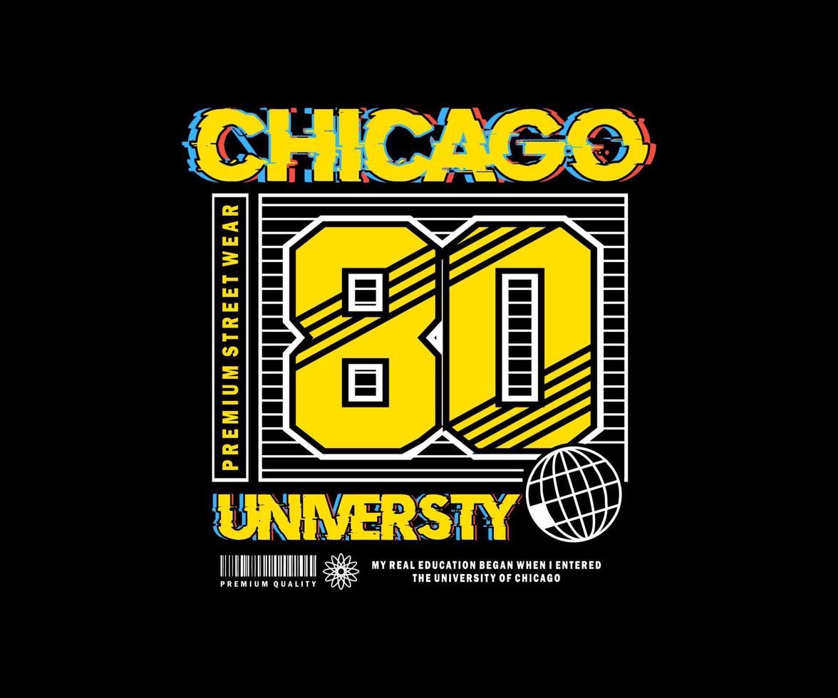 universidad de chicago diseño gráfico estético para ropa de calle de camisetas y estilo urbano vector