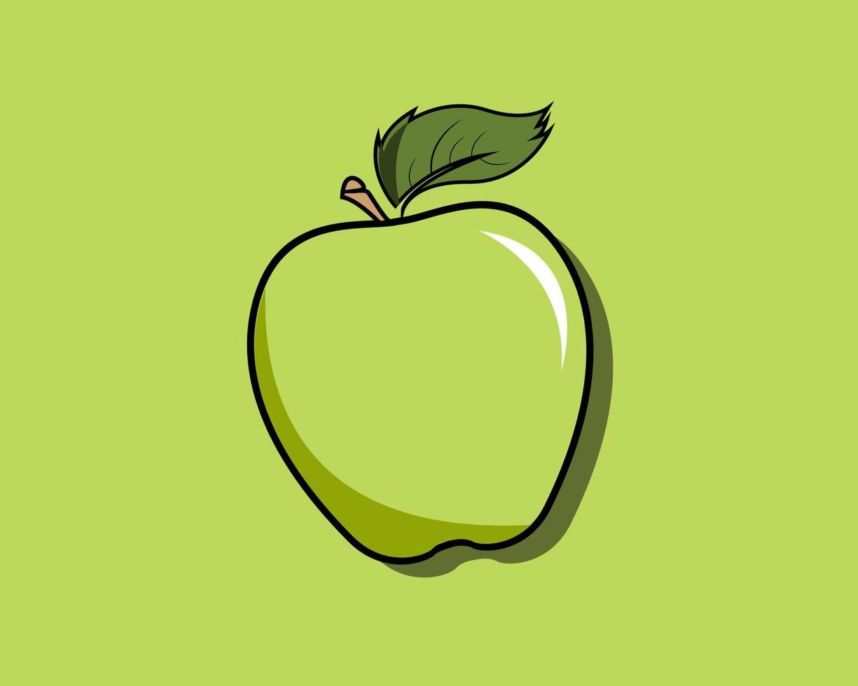 manzanas verdes. fruta organica estilo de dibujos animados ilustración vectorial para cualquier diseño. vector