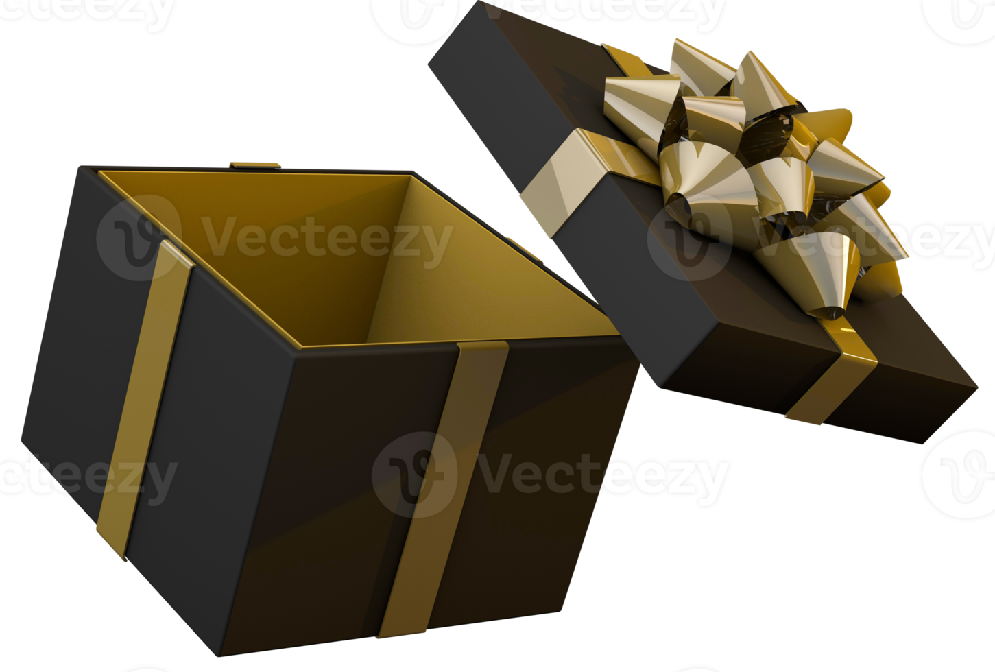 realistisch zwart geschenk doos met gouden lint een zwart vrijdag concept 3d geven png