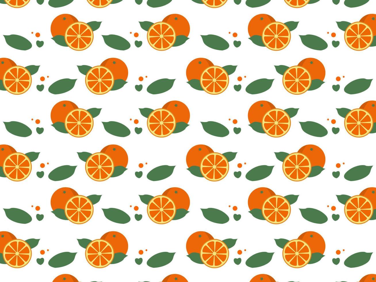 patrón sin costuras con naranjas de frutas, rodajas y hojas. Fondo mixto de frutas naranjas. se puede usar para empaquetar, envolver papel, tarjetas de felicitación, pegatinas, telas e impresiones. vector