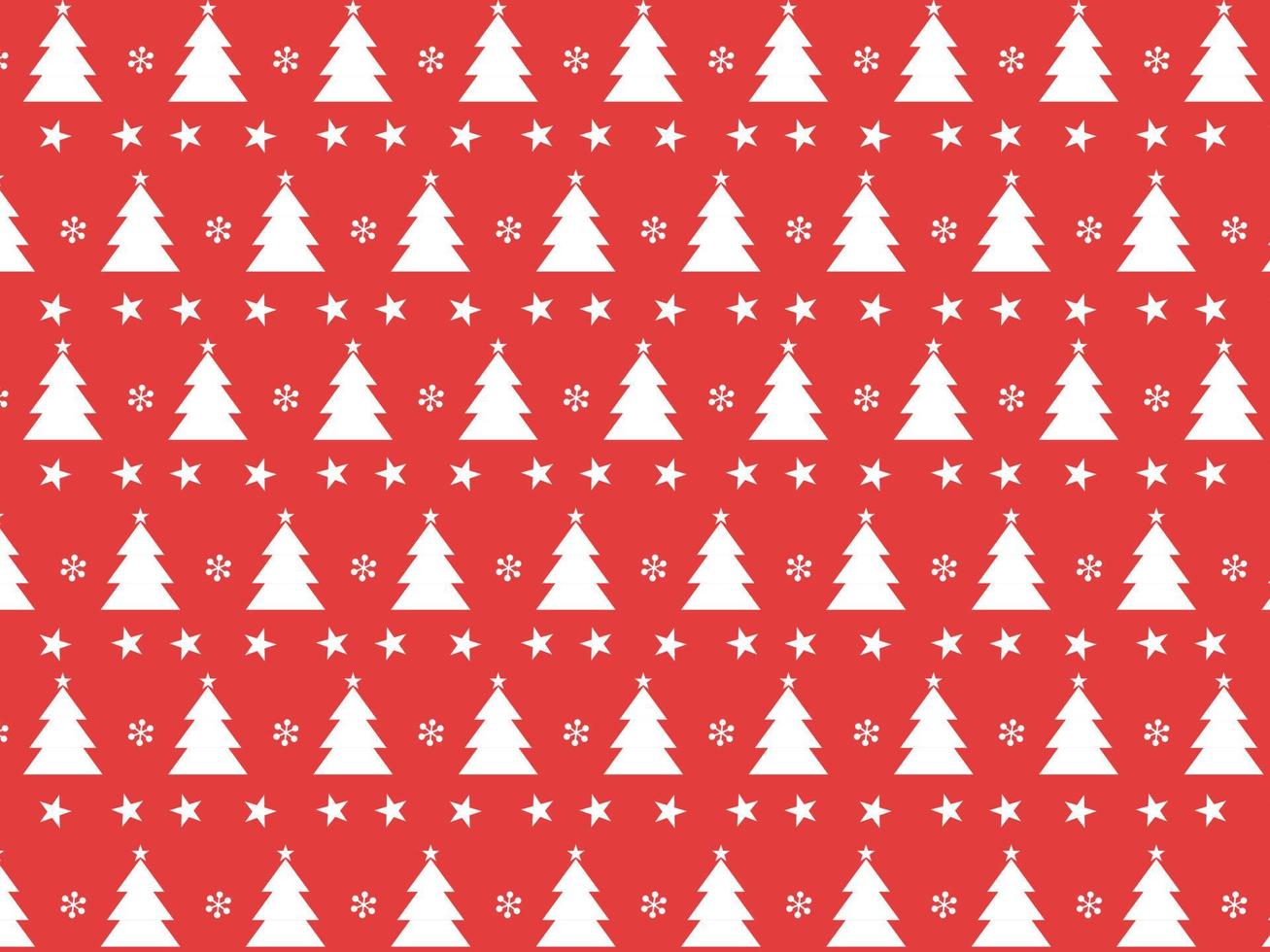 fondo rojo aislado de patrones sin fisuras con árbol, estrella y copos de nieve. el diseño utilizado para impresión, fondo, envoltura de regalos, ropa de bebé, textil, ilustración vectorial vector