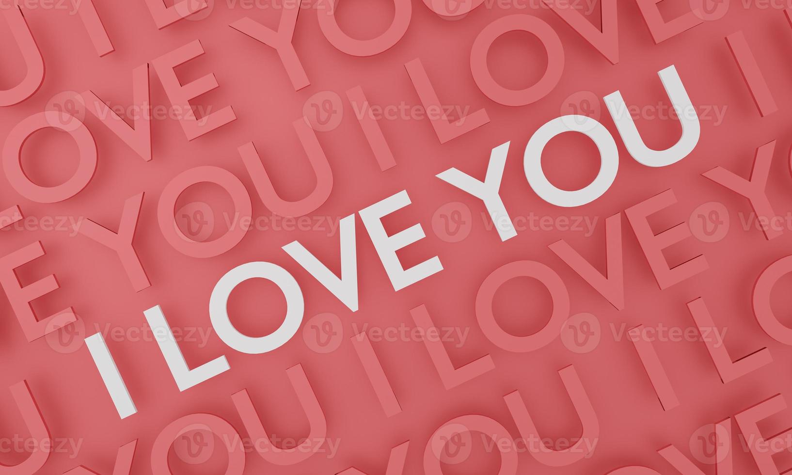 I love you, text pop up on red wall background. 3D rendering. photo