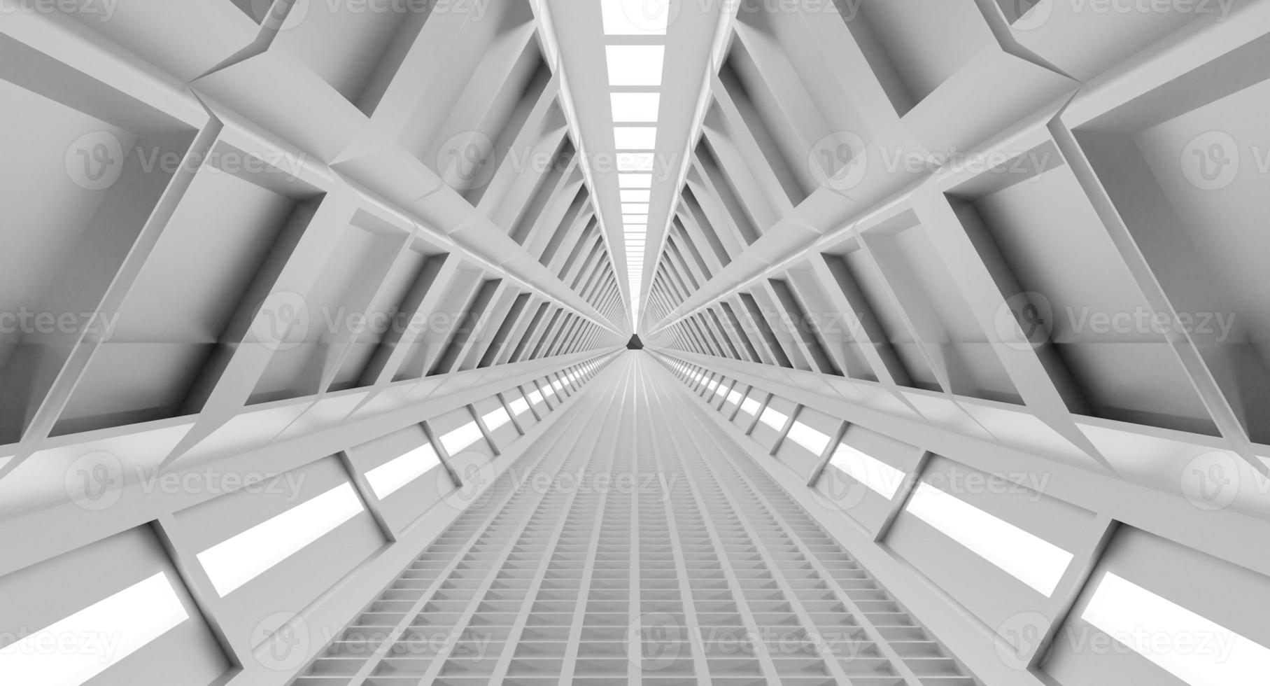 Spaceship corridor, tunnel with light. sci-fi, science concept. 3d rendering. photo