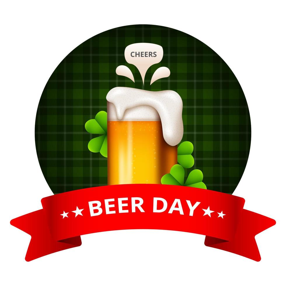 International Beer Day, on August. Cheers with clinking beer mugs conceptual. vector illustration.