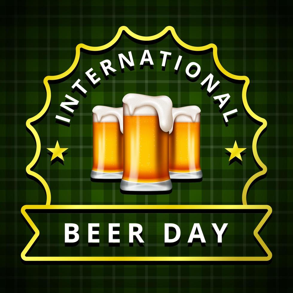 International Beer Day, on August. Cheers with clinking beer mugs conceptual. vector illustration.