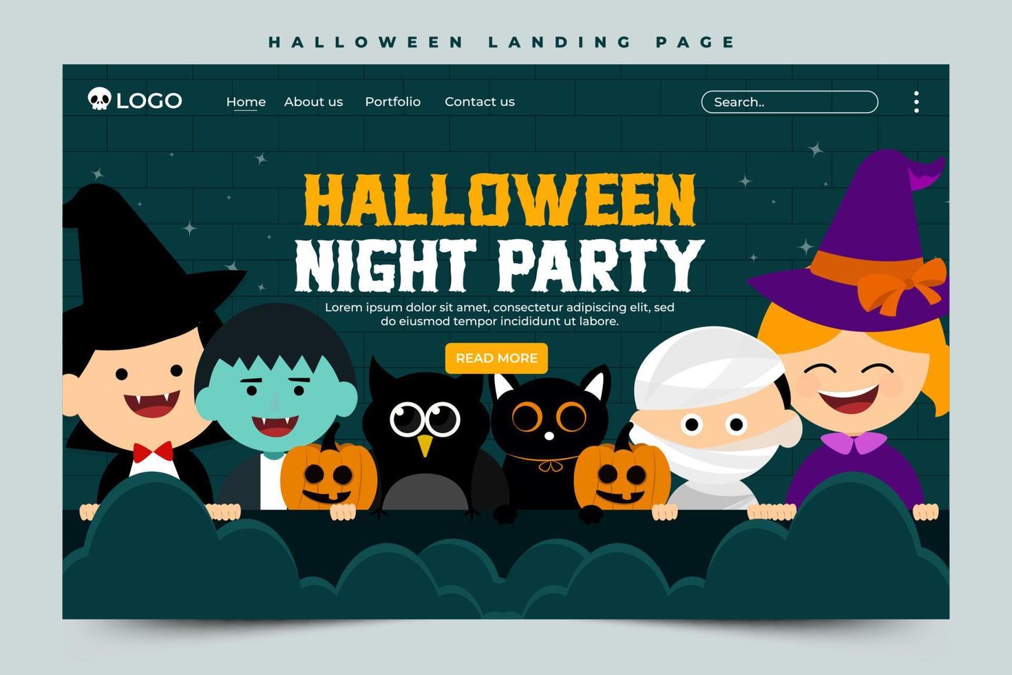 plantilla simple y elegante de diseño gráfico de halloween que es fácil de personalizar vector