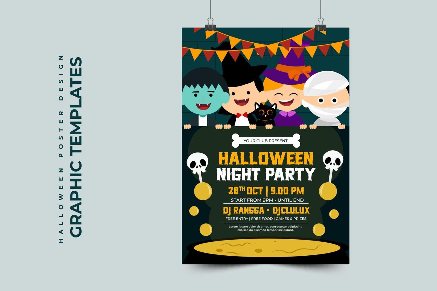 plantilla simple y elegante de diseño gráfico de halloween que es fácil de personalizar vector