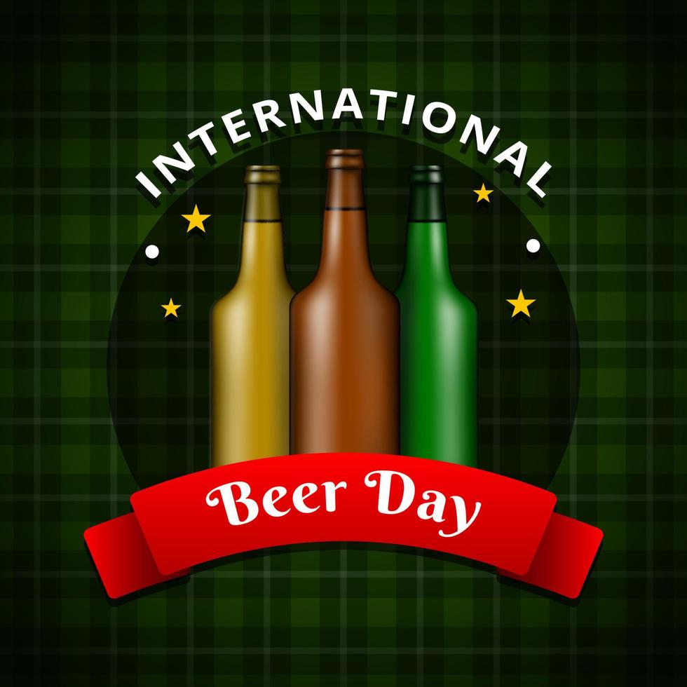 International Beer Day, on August. Cheers with clinking beer mugs conceptual. vector illustration.