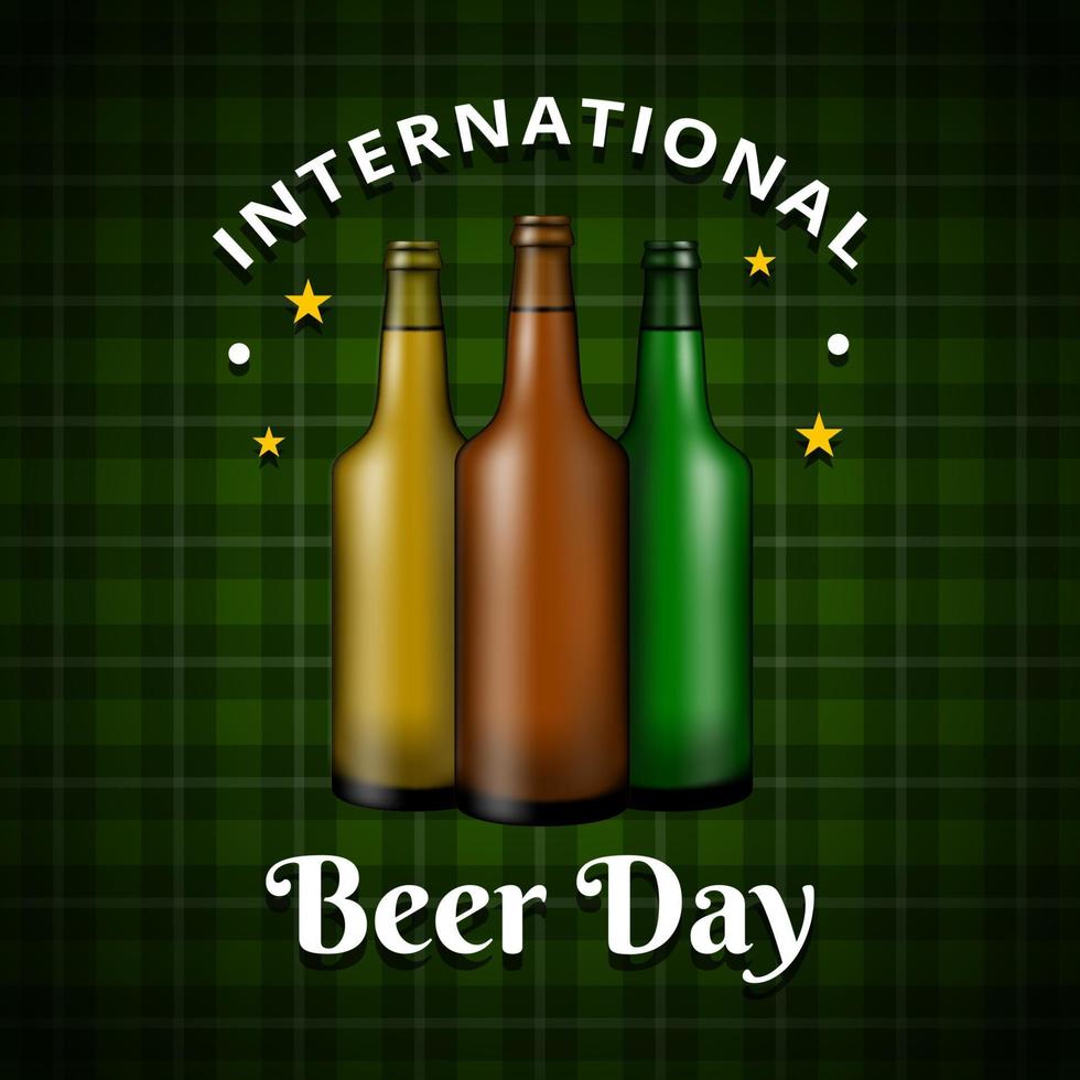 International Beer Day, on August. Cheers with clinking beer mugs conceptual. vector illustration.
