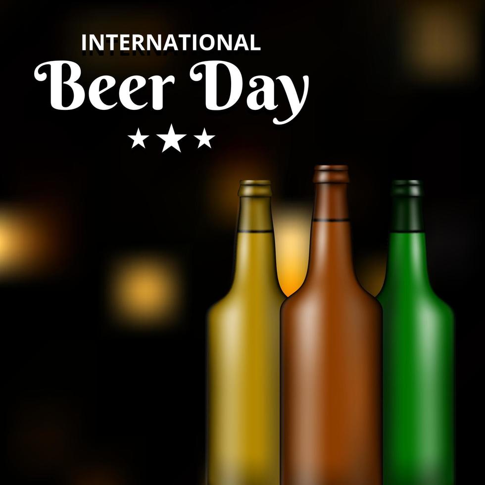 International Beer Day, on August. Cheers with clinking beer mugs conceptual. vector illustration.