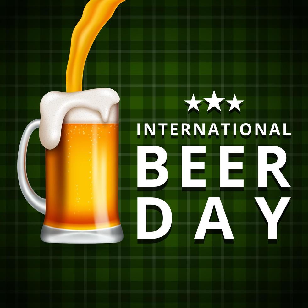 International Beer Day, on August. Cheers with clinking beer mugs conceptual. vector illustration.