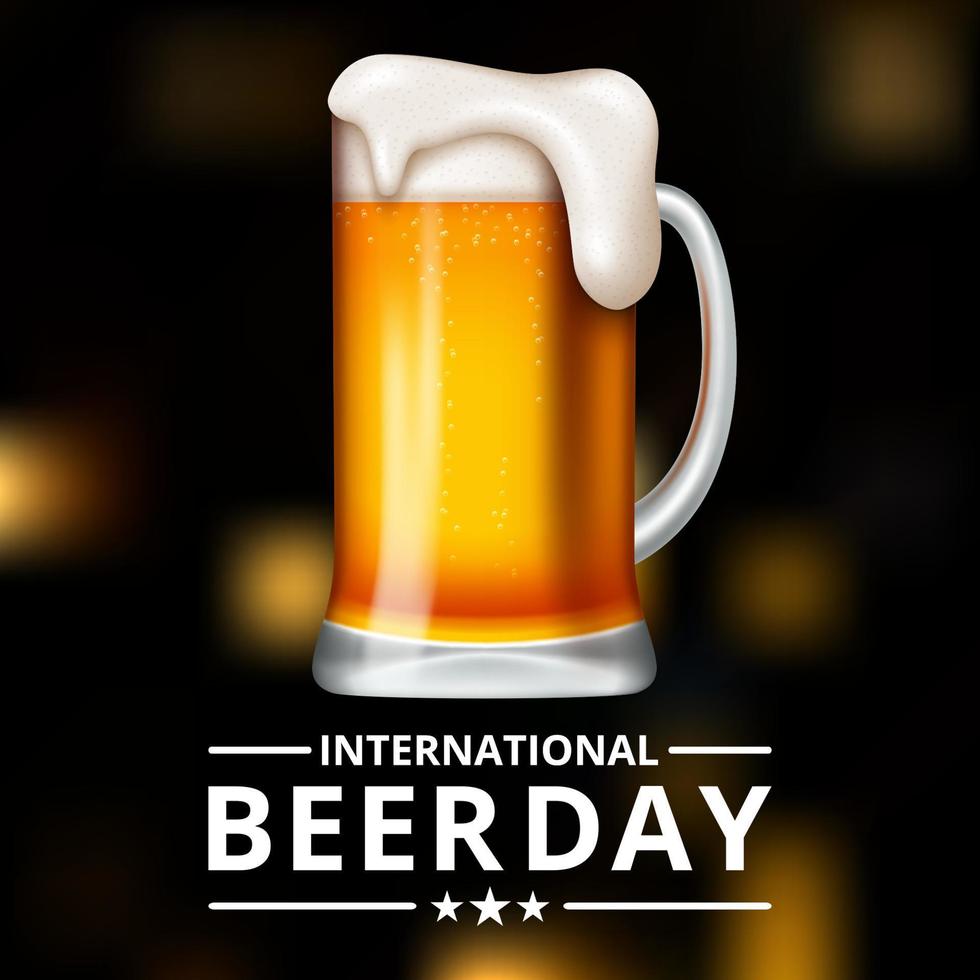 International Beer Day, on August. Cheers with clinking beer mugs conceptual. vector illustration.