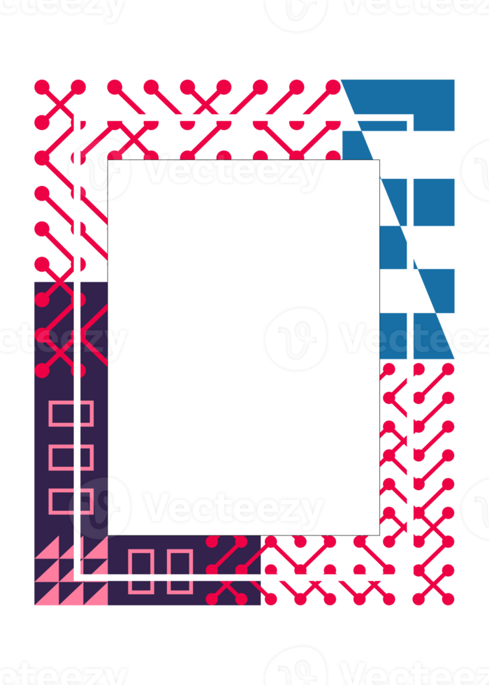 Abstract vibrant modern frames. Copy space for your text. PNG with transparent background.