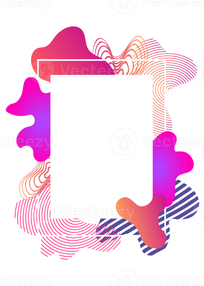 Abstract vibrant modern frames. Copy space for your text. PNG with transparent background.