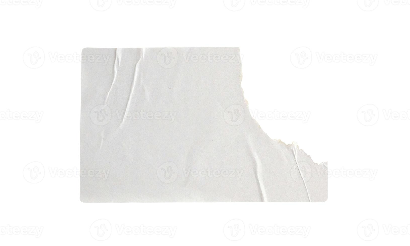 Blank white paper sticker label isolated on white background with clipping path photo