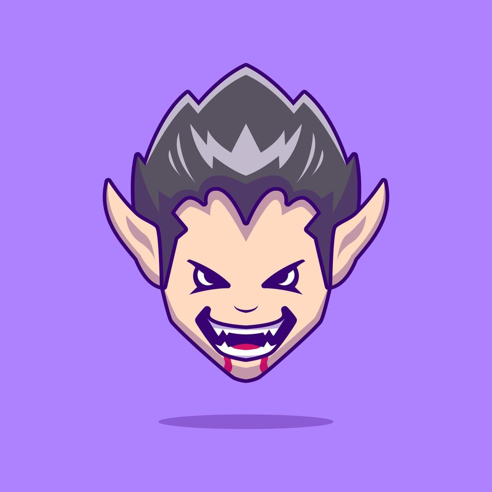 Dracula Head Cartoon Halloween Icon Illustration Design Vector